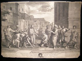 Audran after Nicolas Poussin C1700 LG Folio. Christ and Adulterous 