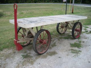 antique train station luggage baggage iron wheel wagon great store 