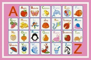 Childrens pink alphabet area rug 5x7 great for bedroom playroom 