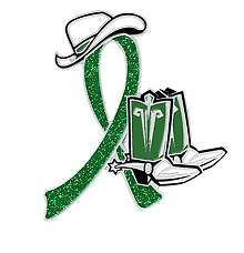 Kidney Cancer Cowgirl Cowboy Western Boots Hat Green Glitter Ribbon 