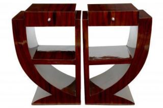 Pair Art Deco Rosewood Nightstands Bedside Tables Furniture