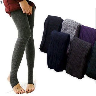 Comfortable Womens Cotton Tights Pants Stirrup Leggings Winter Warm 