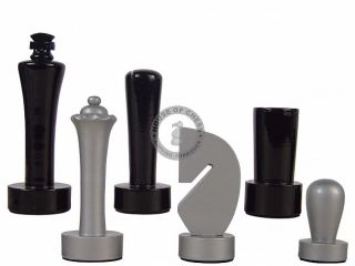 Artistic Berliner Wooden Chess Set Pieces 4 Silver Black WTD 2 Extra 