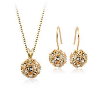    gp lab Diamond Pave Ball Earrings Pendant Necklace Party Jewelry set