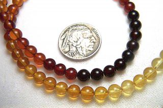 Baltic Amber Graduated Color Round Bead Necklace