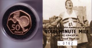 2004 bannister mile 50p gold proof