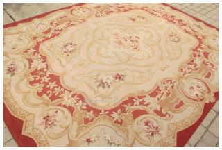 FREE SHIP! 8X10 French Aubusson Area Rug MUTED ANTIQUE RED BEIGE Rose 