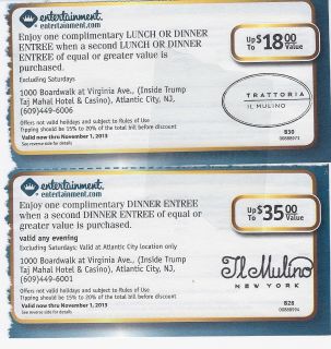 Trump Taj Mahal Casino Atlantic City NJ Coupons Fine Dining 