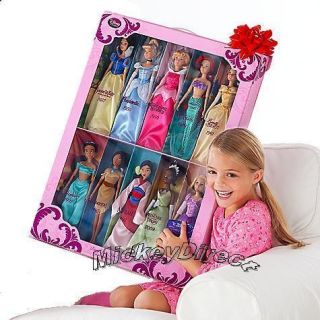   Classic 10 Princess Doll Collection Barbie Set Rapunzel Jasmine Mulan