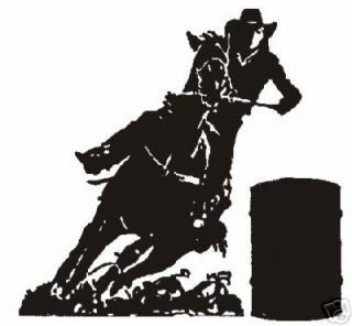 Barrel Racer Decal 8 x 8 1 2 Large White