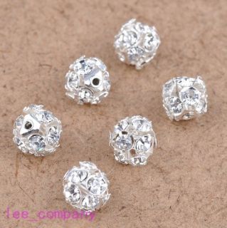 10 Pcs Austrian Crystal Silver Plated Spacer Loose Beads Charms 