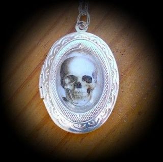ODDITY Victorian Freak HUMAN medical Skull pendant charm goth locket 