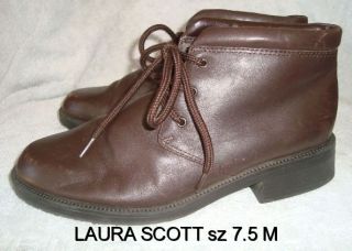 Laura Scott Size 7 5 M Brown Lace Up Ankle Boots