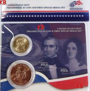 2009 james polk $ 1 coin first spouse medal set