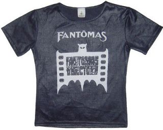 Fantomas 1964 French movie punk girly top t shirt M Leather look 