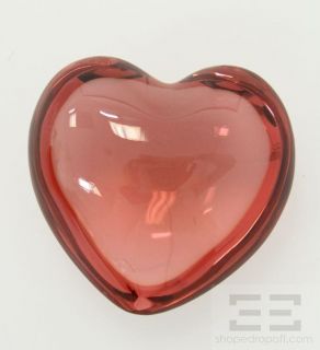 Baccarat Red Crystal Signed Heart Shaped Paperweight