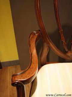 Set of 8 Solid Mahogany Heart Back Dining Chairs