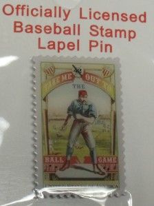 Baseball Stamp Lapel Pin Take Me Out to The Ballgame