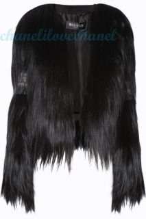 Balmain $7 5K Goat Hair Shearling Embellished Jacket Coat 38 40 NWT 