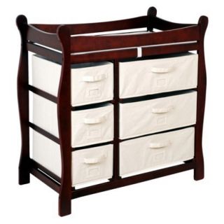 BADGER BASKET BABY CHANGING TABLE WITH SIX BASKETS CHERRY FINISH