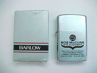 Vintage Barlow Cigarette Lighter B7 Japan Advertising Bob McCune 