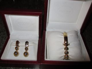 Baraka 18K Yellow and White Gold Set Earrings and Bracelet