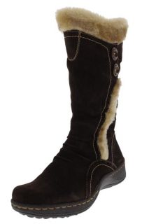 Bare Traps Elister Brown Suede Faux Fur Mid Calf Casual Boots Shoes R8 