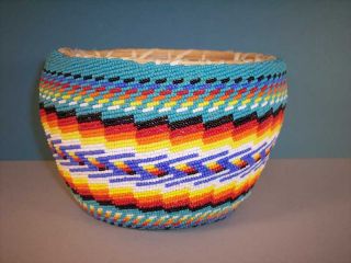 Southern Paiute Indian Beaded Basket by Raymond Goodman