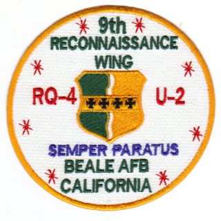 USAF Patch 9th Recon Wing Beale AFB CA RQ 4 U 2