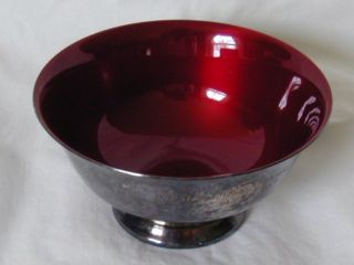 Vintage Reed & Barton 102 Silverplate Dark Red Enamel Paul Revere Bowl 