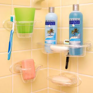   Soap Dish Holder Suction Cups Caddy Acrylic Plastic Wall Mount