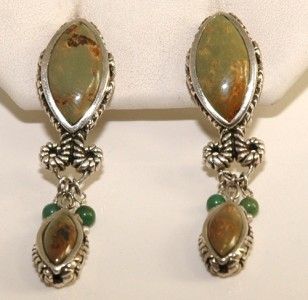 Vintage Barse 925 Sterling Silver Filigree & Green Turquoise Clip 