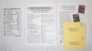 Vintage Statis Pro Baseball Game Cards in Sheets Scorepads Action 