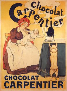 BABY CAT DOG CHOCOLATE CARPENTIER MOTHER CHILD VINTAGE POSTER REPRO 12 