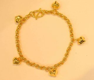 22K Gold Baby Bracelet with Hearts Charm  size 5 