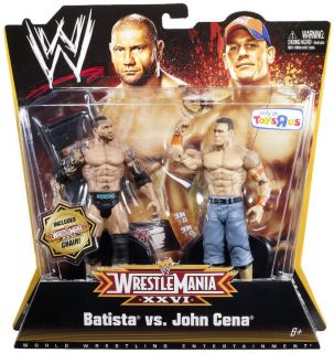 WWE Batista vs John Cena Mattel Wrestlemania XXVI (2 Pack) Rare VHTF 