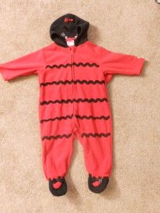 Baby Infant Ladybug Sleeper Costume Sz 6 9 Months Red Black Hood Wings 