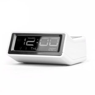   AQ 32R LCD Thermometer Calendar Battery Power Alarm Clock White