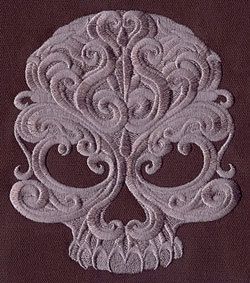   Damask Skull Embroidered Hand or Bath Towels 1 or 2 Towels