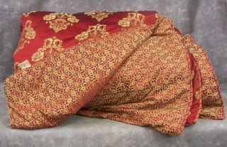   Stripe Floral Paisley Burgunday Tan Gold Bedding Set Complete