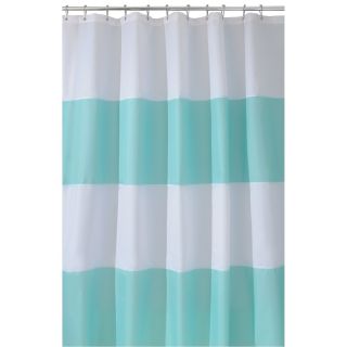 NEW InterDesign # 26911 Zeno Fabric Shower Curtain   Aqua & White