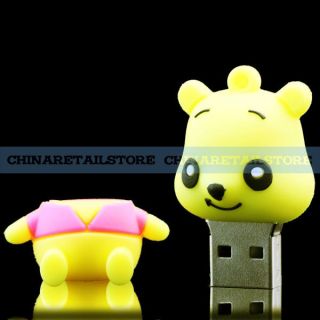 Top New Rubber Yellow Bear Shape 8GB USB Flash Memory Pen Drive Thumb 