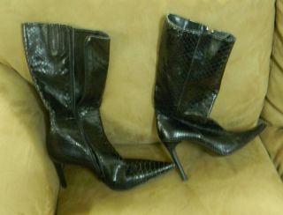 Barbara Bucci Sexy Italian Leather Skin 4 Heel Boots Nice Size 10 