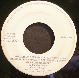 RARE Birch Bayh 1962 Senate Campaign Jingle Hey Look Me Over Test 