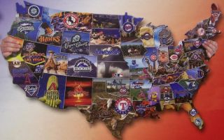 Jigsaw Puzzle Baseball Teams of The USA in The Shape of The USA 1000 