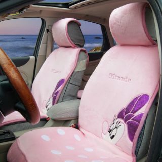 Disney Auto Car Minnie Mouse Front Rear Seat Plush Cover Cushion Set 