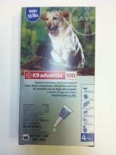 Bayer K9 Advantix 100 4 Pack for Dogs Over 55 Lb