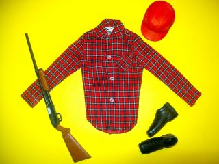 1963 KEN HUNTING SHIRT NEAR MINT PAK Plaid Shirt GUN Hat BootsTAG 