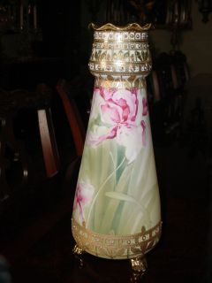 RARE Exquisite Antique High Quality Huge Nippon Vase with Iris Motif 