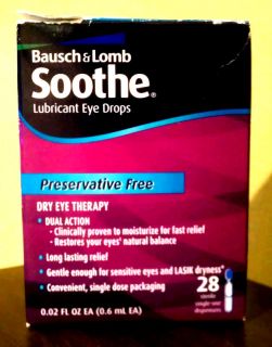 Bausch Lomb Soothe Lubricant Eye Drops Dry Eye Therapy Dual Action 27 